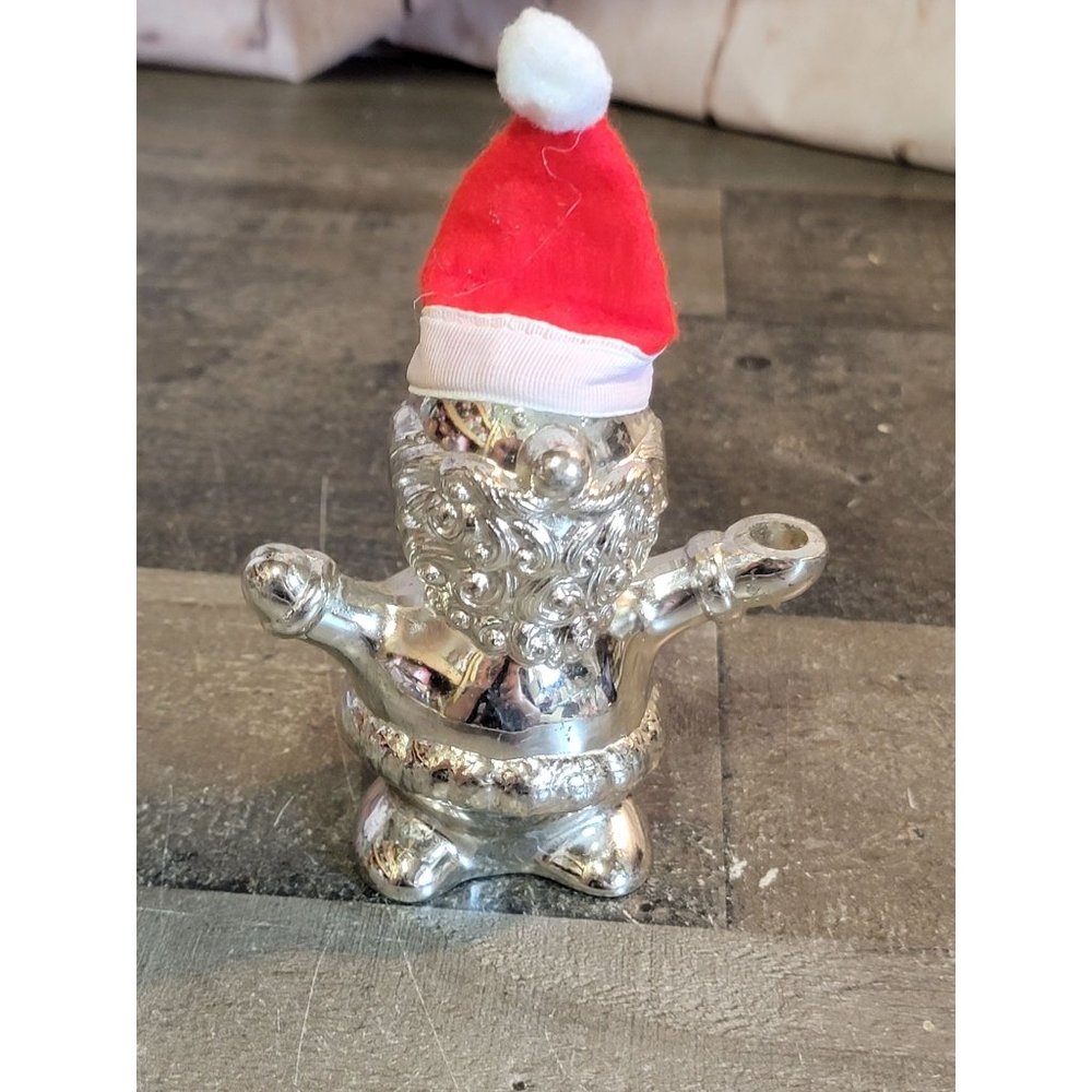 Metal‎ Silver Jolly Santa figure Xmas decor